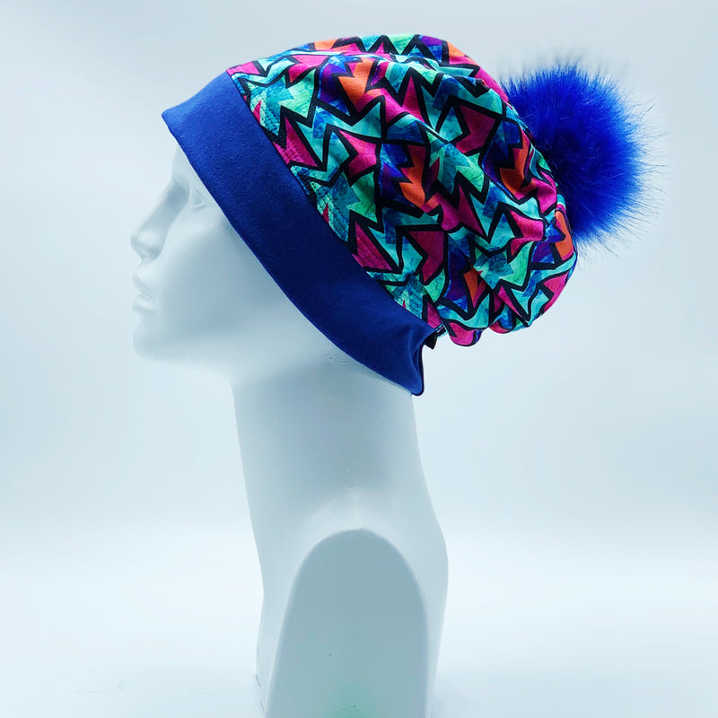 Load image into Gallery viewer, Reversible Bamboo Pompom Winter Hat, Print 161
