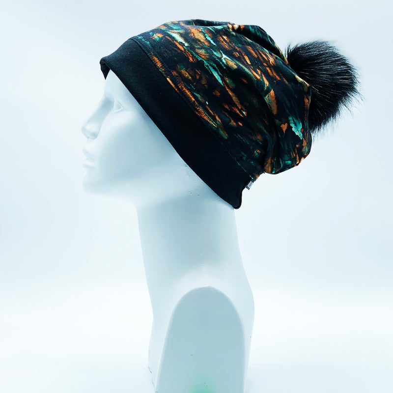 Load image into Gallery viewer, Reversible Bamboo Pompom Winter Hat, Print 206
