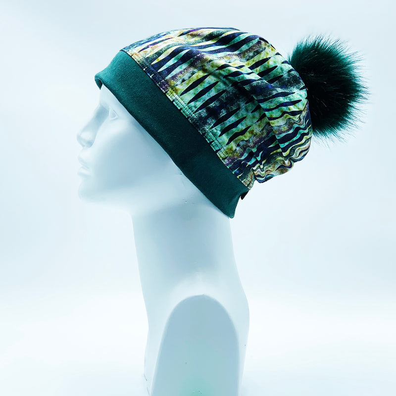 Load image into Gallery viewer, Reversible Bamboo Pompom Winter Hat, Print 212
