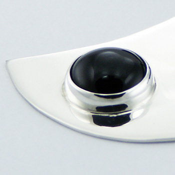 Load image into Gallery viewer, Fan Shaped Pendant with Black Onyx , Sterling Silver
